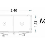 Prefabriertes Kabinenmodul Aluminium 2‑Türen 240 cm L 113 cm B 215 cm H M5 C2
