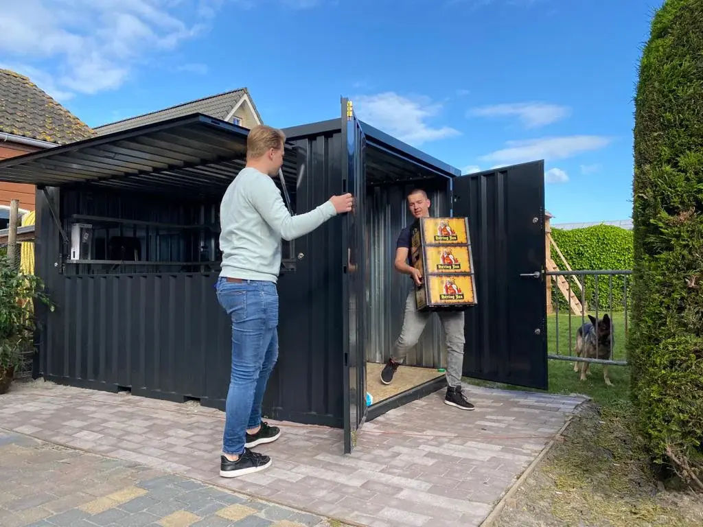 Demontierbarer Container Bar 6×2 m XL Groß Blau RAL 5015 - Image 2