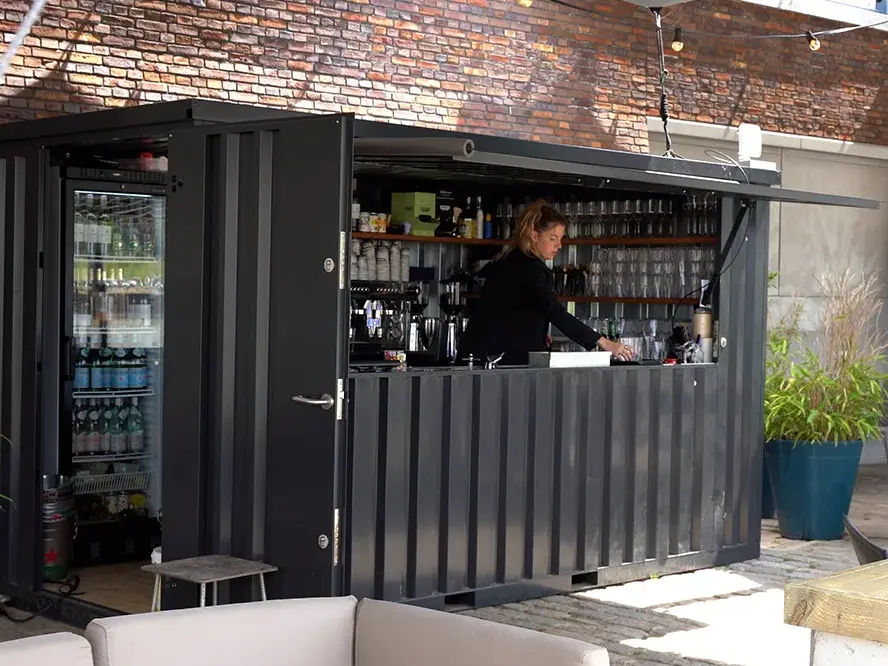 Demontierbarer Container Bar 6×2 m XL Groß Blau RAL 5015 - Image 3